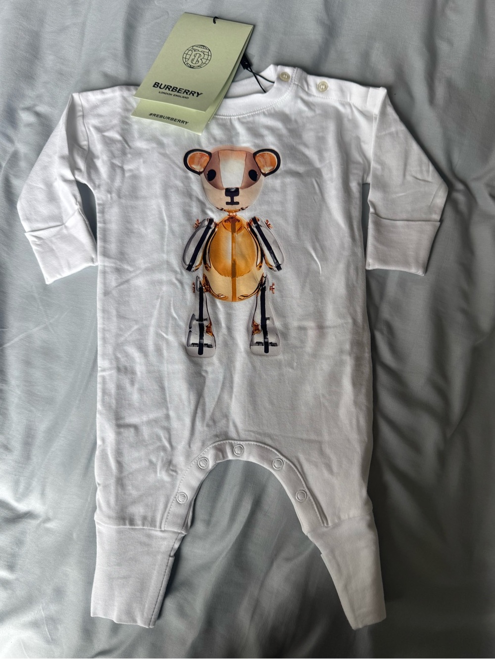 Burberry robot bear baby onesie
